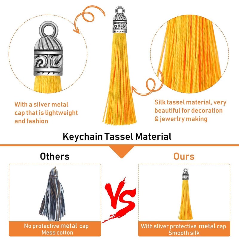 Flasoo Tassels for Jewelry Making, Flasoo 100 Pieces Keychain Tassel Charms Silky Handmade Tassels Bulk for Resin DIY Crafts, Bracelets, Earrings, Keychain, Necklace - Image 4